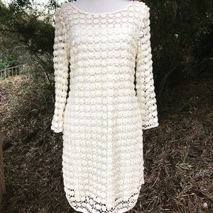 Sanchin Babi Lace long Sleeves off white Dress—4.